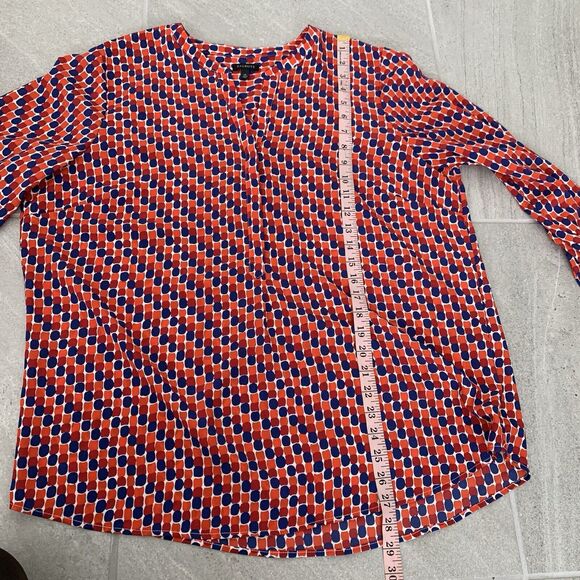 Talbots Blouse Front Blouse, Tunic White Blue Red Orange XL - Picture 4 of 4